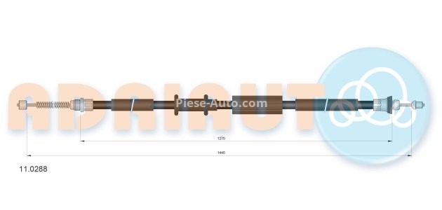 Cablu frână de mână ADRIAUTO, spate, dreapta (1445mm /1270mm) pentru: FIAT PUNTO 1.1-1.7D 09.93-06.00