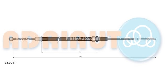 Cablu frână de mână ADRIAUTO, spate, stânga (845mm /295mm) pentru: FIAT BALILLA 508 SPIDER; PEUGEOT 405 I, 405 II, 405 II/KOMBI 1.0-2.0 01.87-12.37