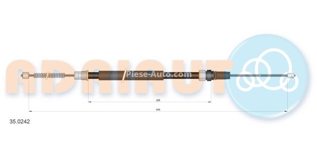Cablu frână de mână ADRIAUTO, spate, dreapta (545mm /295mm) pentru: FIAT BALILLA 508 SPIDER; PEUGEOT 405 I, 405 II, 405 II/KOMBI 1.0-2.0 01.87-12.37