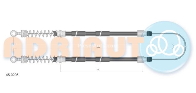 Cablu frână de mână ADRIAUTO, spate, dreapta / stânga (2275mm /775mm /775mm) pentru: FIAT BALILLA 508 S; SEAT IBIZA I, MALAGA, RONDA 0.9-1.7D 06.82-03.34