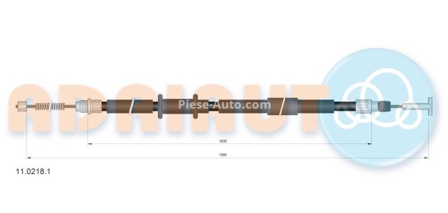 Cablu frână de mână ADRIAUTO, spate, dreapta (1380mm /1000mm) pentru: FIAT BRAVA, BRAVO I, MAREA 1.6-1.9D 10.95-12.02