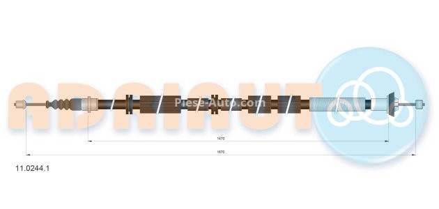 Cablu frână de mână ADRIAUTO, spate, dreapta (1670mm /1470mm) pentru: FIAT BRAVO II, STILO 1.2-2.4 10.01-12.14