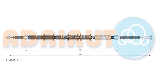 Cablu frână de mână ADRIAUTO, spate, dreapta (2110mm /1805mm) pentru: FIAT MULTIPLA 1.6/1.6CNG/1.9D 04.99-06.10