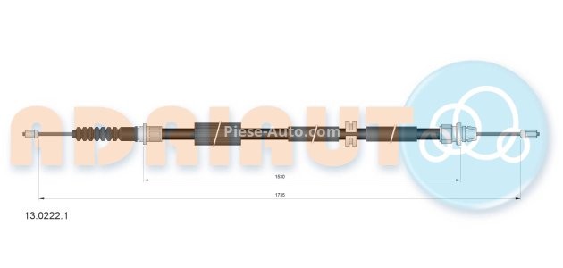 Cablu frână de mână ADRIAUTO, spate, dreapta / stânga (1735mm /1530mm) pentru: FORD MONDEO III 1.8-3.0 10.00-03.07