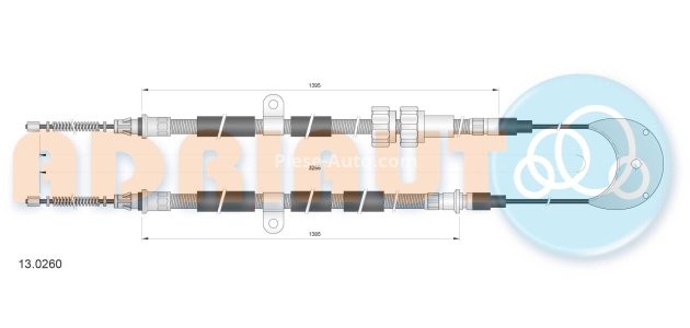 Cablu frână de mână ADRIAUTO, spate, dreapta / stânga (3275mm /1395mm /1385mm) pentru: FORD FIESTA III, FIESTA/HATCHBACK, FIESTA/MINIVAN 1.0-1.8D 03.89-01.97