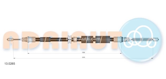 Cablu frână de mână ADRIAUTO, spate, dreapta / stânga (1575mm /1330mm) pentru: FORD MONDEO I 1.6-2.5 02.93-08.96