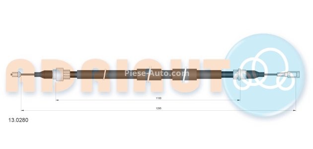 Cablu frână de mână ADRIAUTO, spate, dreapta / stânga (1295mm /1130mm) pentru: FORD GALAXY I, GALAXY MK I; SEAT ALHAMBRA; VW SHARAN 1.8-2.8 03.95-03.10
