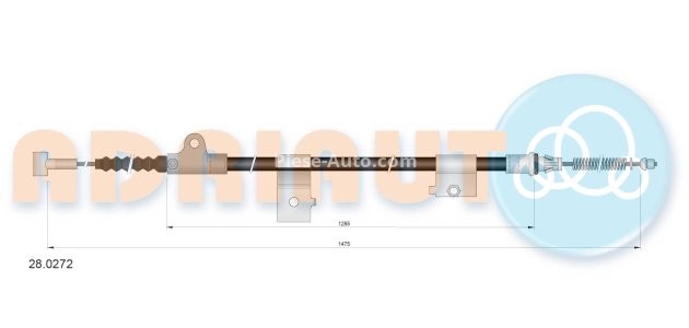 Cablu frână de mână ADRIAUTO, spate, dreapta (1475mm /1285mm) pentru: FORD MAVERICK; NISSAN TERRANO II 2.4/2.7D/3.0D 02.93-09.07