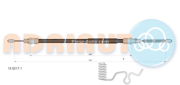 Cablu frână de mână ADRIAUTO, spate, stânga (1590mm /1290mm) pentru: FORD TRANSIT 2.3/2.4D 01.00-05.06