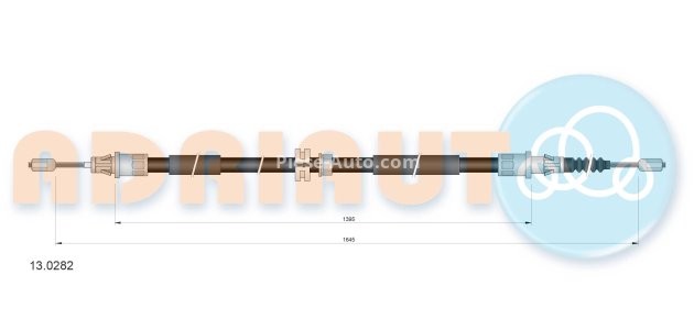 Cablu frână de mână ADRIAUTO, spate, dreapta / stânga (1645mm /1395mm) pentru: FORD MONDEO II 1.6-2.5 08.96-09.00