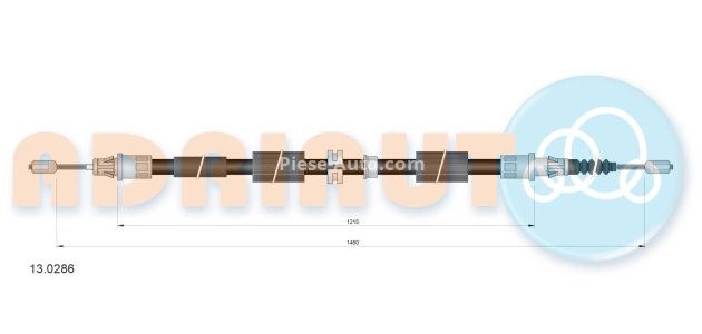 Cablu frână de mână ADRIAUTO, spate, dreapta / stânga (1460mm /1215mm) pentru: FORD COUGAR, MONDEO I, MONDEO II 1.6-2.5 02.93-12.01