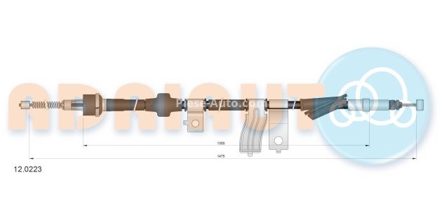 Cablu frână de mână ADRIAUTO, spate, dreapta (1475mm /1275mm) pentru: HONDA CIVIC V, CIVIC VI 1.3-2.0D 10.91-02.01