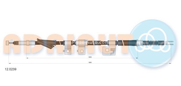 Cablu frână de mână ADRIAUTO, spate, dreapta (1865mm /1635mm) pentru: HONDA ACCORD IV, ACCORD V; ROVER 600 I 1.9-2.3 01.90-06.99