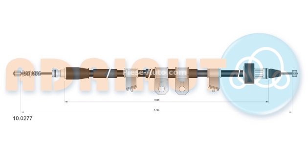 Cablu frână de mână ADRIAUTO, spate, dreapta (1785mm /1505mm) pentru: HYUNDAI IX35; KIA SPORTAGE III 2.0/2.0D/2.4 08.09-