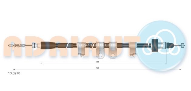 Cablu frână de mână ADRIAUTO, spate, stânga (1785mm /1505mm) pentru: HYUNDAI IX35; KIA SPORTAGE III 2.0/2.0D/2.4 08.09-
