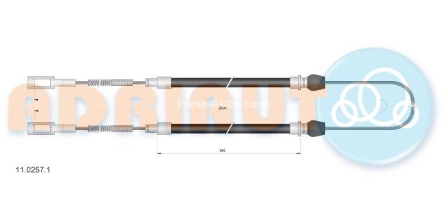 Cablu frână de mână ADRIAUTO, spate, dreapta / stânga (2670mm /980mm /980mm) pentru: IVECO DAILY II 2.5D/2.8D 05.91-05.99