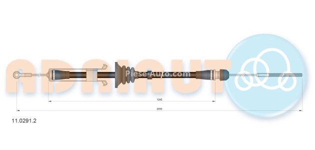 Cablu frână de mână ADRIAUTO, (2030mm /1245mm) pentru: IVECO DAILY IV, DAILY V 2.3D-Electric 05.06-02.14