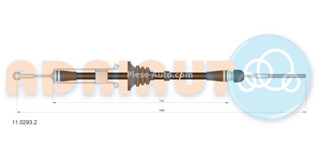 Cablu frână de mână ADRIAUTO, față, (1480mm /710mm) pentru: IVECO DAILY IV, DAILY V 2.3D/3.0D 05.06-02.14