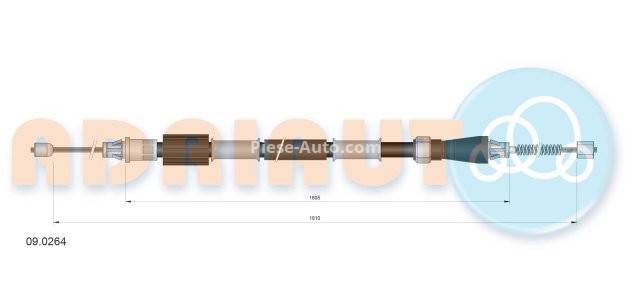 Cablu frână de mână ADRIAUTO, spate, dreapta (1810mm /1605mm) pentru: JEEP CHEROKEE 2.1D-4.0 10.84-09.01