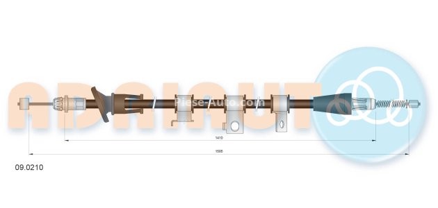 Cablu frână de mână ADRIAUTO, spate, dreapta (1585mm /1390mm) pentru: KIA RIO I 1.3/1.5 08.00-02.05