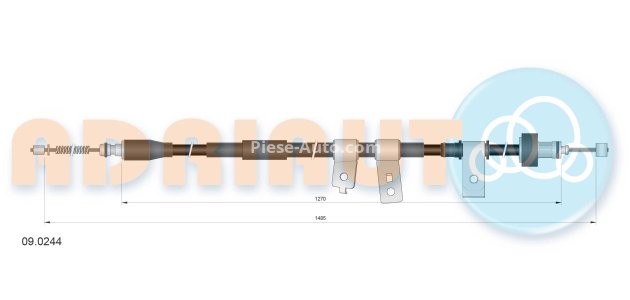 Cablu frână de mână ADRIAUTO, spate, dreapta (1485mm /1270mm) pentru: KIA PICANTO I 1.0-1.1LPG 04.04-09.11