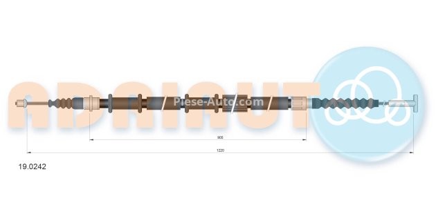 Cablu frână de mână ADRIAUTO, spate, dreapta (1220mm /905mm) pentru: LANCIA LYBRA 1.6-2.4D 07.99-10.05 3