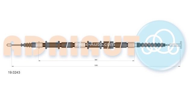 Cablu frână de mână ADRIAUTO, spate, stânga (1265mm /945mm) pentru: LANCIA LYBRA 1.6-2.4D 07.99-10.05