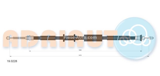 Cablu frână de mână ADRIAUTO, spate, dreapta (1415mm /1245mm) pentru: LANCIA Y 1.1/1.2/1.4 11.95-09.03