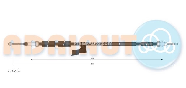 Cablu frână de mână ADRIAUTO, spate, stânga (1830mm /1700mm) pentru: MAZDA 3 1.3-2.3 10.03-12.09