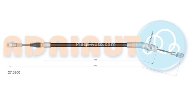 Cablu frână de mână ADRIAUTO, spate, stânga (1640mm /1220mm) pentru: MERCEDES 123 (C123), 123 T-MODEL (S123), 123 (W123), /8 (W115) 2.0-3.0D 01.68-12.85