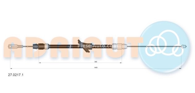Cablu frână de mână ADRIAUTO, spate, dreapta / stânga (1465mm /365mm) pentru: MERCEDES SPRINTER 3,5-T (B906), SPRINTER 3-T (B906); VW CRAFTER 30-35, CRAFTER 30-50 1.8-3.5 04.06-