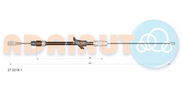 Cablu frână de mână ADRIAUTO, față, dreapta / stânga (1865mm /365mm) pentru: MERCEDES SPRINTER 3,5-T (B906), SPRINTER 3-T (B906), SPRINTER 4,6-T (B906), SPRINTER 5-T (B906); VW CRAFTER 30-35 1.8-3.5 04.06-