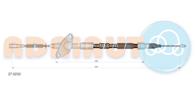 Cablu frână de mână ADRIAUTO, spate, stânga (1845mm /1020mm) pentru: MERCEDES T1 (601), T1 (601, 611), T1 (602), T1 (B601), T1 (B602) 2.3-3.0D 04.77-02.96