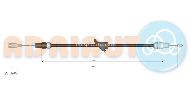Cablu frână de mână ADRIAUTO, față, dreapta / stânga (2615mm /2430mm) pentru: MERCEDES E T-MODEL (S210), E (W210) 2.0-5.4 06.95-03.03