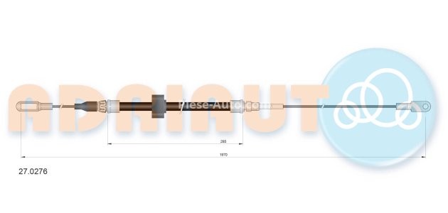Cablu frână de mână ADRIAUTO, față, dreapta / stânga (1970mm /285mm) pentru: MERCEDES SPRINTER 2-T (B901, B902), SPRINTER 3-T (B903), SPRINTER 4-T (B904); VW LT 28-35 II 2.1D-Electric 01.95-07.06