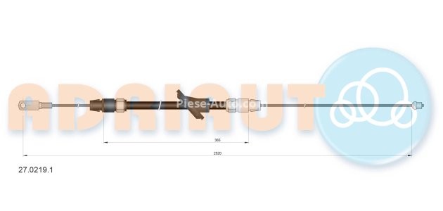 Cablu frână de mână ADRIAUTO, față, stânga (2520mm /365mm) pentru: MERCEDES SPRINTER 3,5-T (B906), SPRINTER 3-T (B906), SPRINTER 4,6-T (B906), SPRINTER 5-T (B906); VW CRAFTER 30-35 1.8-3.5 04.06-