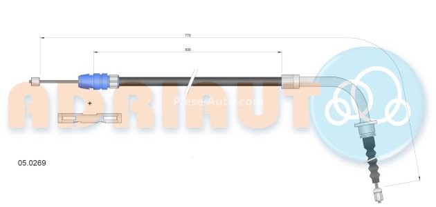 Cablu frână de mână ADRIAUTO, spate, dreapta (770mm /500mm) pentru: MINI (F55), (F56), (F57) 1.2-2.0D 09.13-