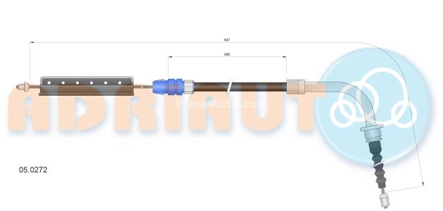 Cablu frână de mână ADRIAUTO, spate, stânga (845mm /495mm) pentru: MINI (F55), (F56), (F57) 1.2-2.0D 09.13-