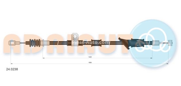 Cablu frână de mână ADRIAUTO, spate, dreapta (1560mm /1420mm) pentru: MITSUBISHI SPACE STAR 1.3-1.9D 06.98-12.04