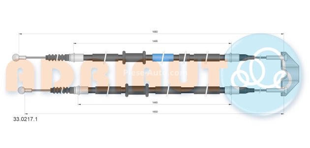 Cablu frână de mână ADRIAUTO, spate, dreapta / stânga (1680mm /1495mm /1650mm /1465mm) pentru: OPEL ASTRA H, ASTRA H CLASSIC, ASTRA H GTC 1.2-2.0 01.04- 3