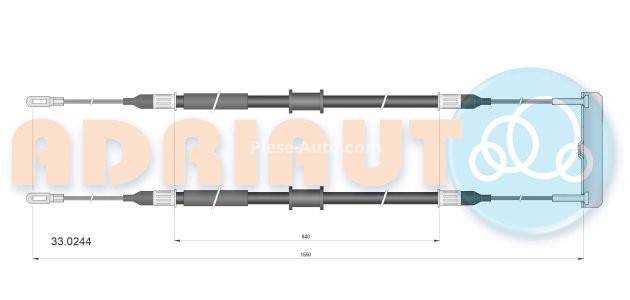 Cablu frână de mână ADRIAUTO, spate, dreapta / stânga (1550mm /840mm /1550mm /840mm) pentru: OPEL OMEGA A, OMEGA B 1.8-3.6 09.86-07.03 3