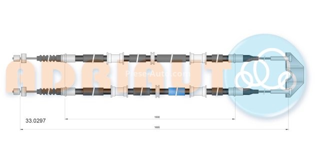 Cablu frână de mână ADRIAUTO, spate, dreapta / stânga (1685mm /1500mm /1685mm /1500mm) pentru: OPEL ZAFIRA A 1.6-2.2D 04.99-06.05 3