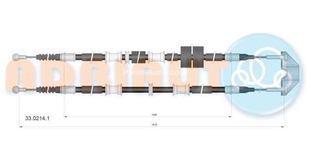 Cablu frână de mână ADRIAUTO, spate, dreapta / stânga (1615mm /1440mm /1615mm /1440mm) pentru: OPEL MERIVA A 1.3D-1.8 05.03-05.10