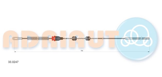 Cablu frână de mână ADRIAUTO, spate, stânga (755mm) pentru: OPEL VECTRA A 1.4-1.8 04.88-11.95