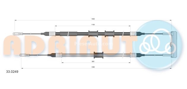 Cablu frână de mână ADRIAUTO, spate, dreapta / stânga (1505mm /1100mm /1365mm /955mm) pentru: OPEL CALIBRA A, VECTRA A 1.8/2.0/2.5 01.89-07.97