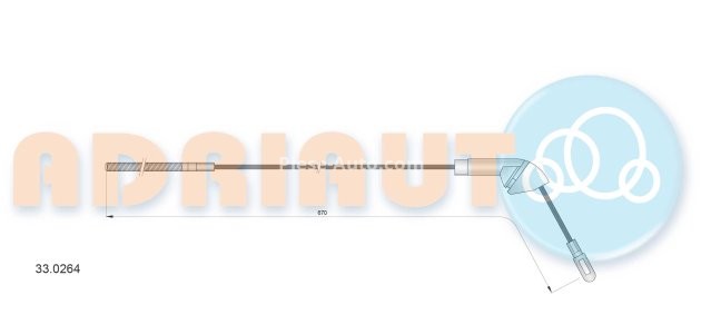 Cablu frână de mână ADRIAUTO, spate, stânga (670mm) pentru: OPEL VECTRA A 2.0 04.88-11.95