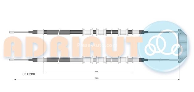 Cablu frână de mână ADRIAUTO, mijloc/spate, dreapta / stânga (1455mm /1225mm /1455mm /1225mm) pentru: OPEL VECTRA B 1.6-2.6 09.95-07.03