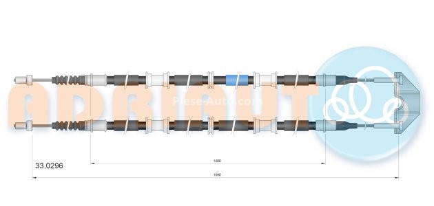 Cablu frână de mână ADRIAUTO, spate, dreapta / stânga (1590mm /1400mm /1590mm /1400mm) pentru: OPEL ASTRA G, ASTRA G/KOMBI 1.2-2.2D 02.98-12.09