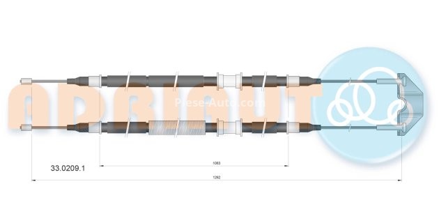 Cablu frână de mână ADRIAUTO, față, dreapta / stânga (1250mm /1060mm /1262mm /1063mm) pentru: OPEL ASTRA G, ASTRA G CLASSIC, ASTRA G/KOMBI 1.2-2.0D 02.98-12.09