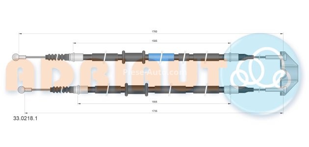 Cablu frână de mână ADRIAUTO, spate, dreapta / stânga (1760mm /1585mm /1735mm /1555mm) pentru: OPEL ASTRA H, ASTRA H CLASSIC, ASTRA H/KOMBI 1.3D-2.0 03.04-